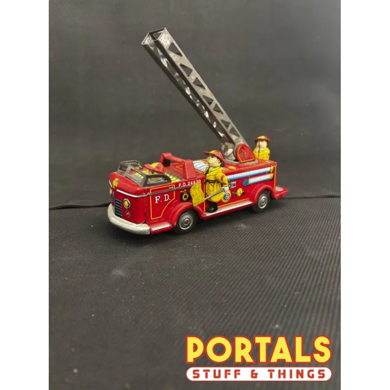 Vintage Nomura T.N. Tin Litho Friction Fire Truck F.D. 24670