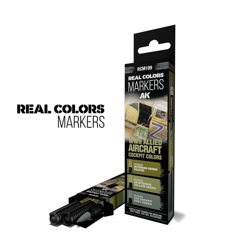 AK Interactive Real Colors Markers - WWII Allied Aircraft Cockpit Colors