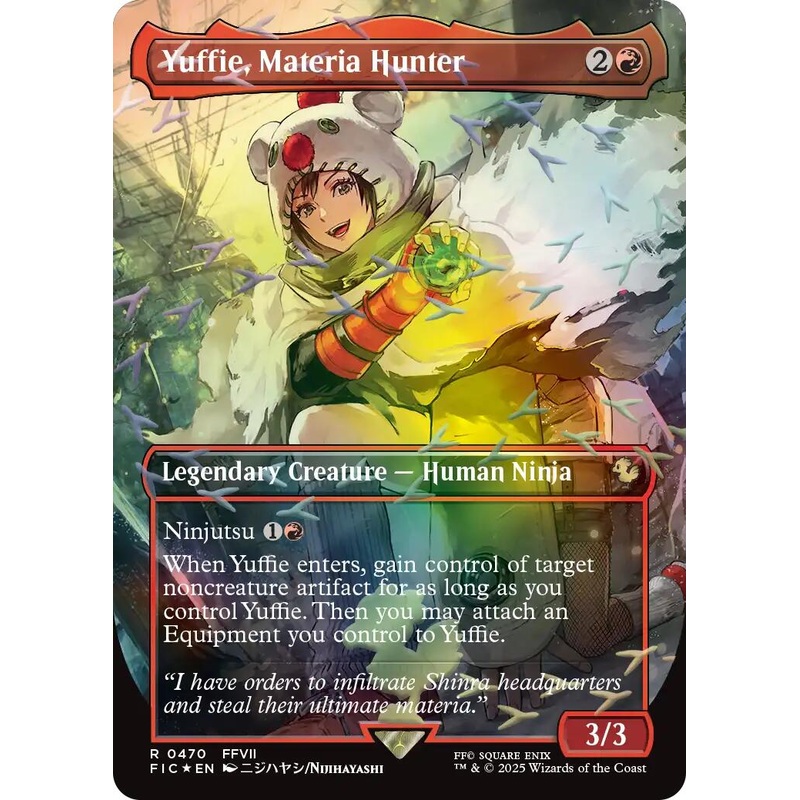 Yuffie, Materia Hunter (Borderless) (Chocobo Track Foil) [FINAL FANTASY Commander]