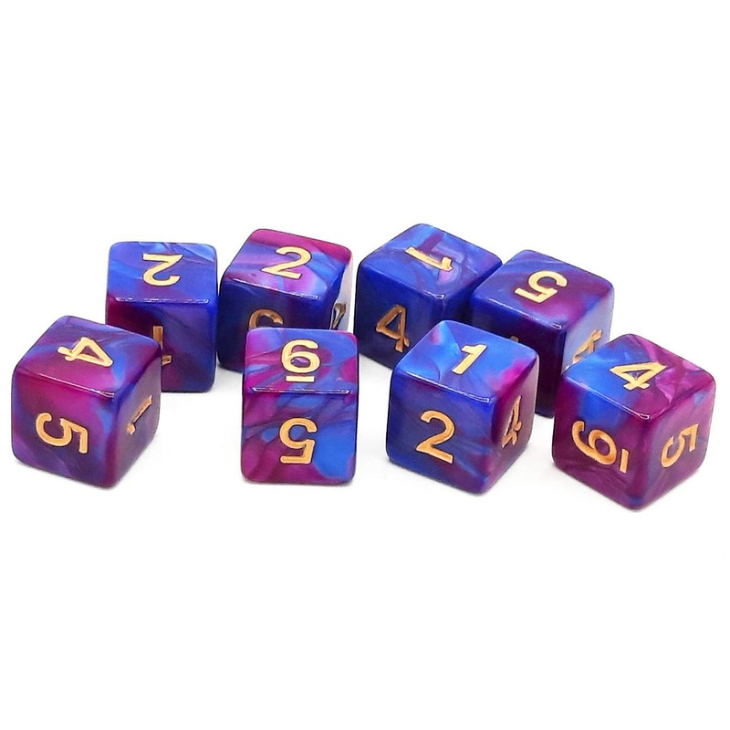 Old School 8-Piece D6 Dice Set: Vorpal - Lavender & Blue w/ Gold