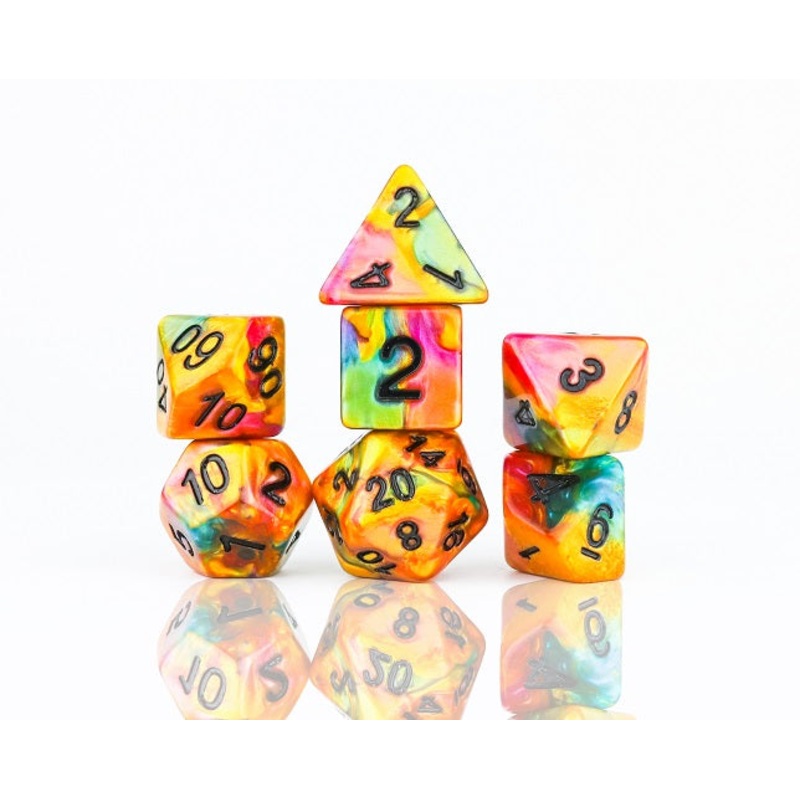 Sirius Dice RPG Dice Set (7): Rainbow Gold