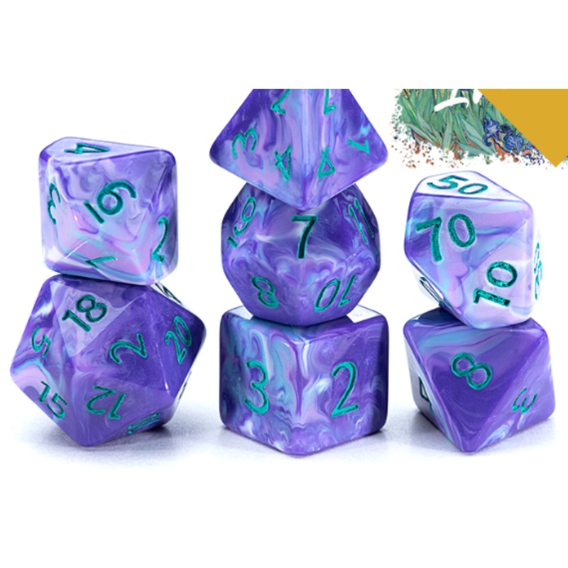 Gate Keeper Dice: Irises Van Gogh Dice 7 Dice Set