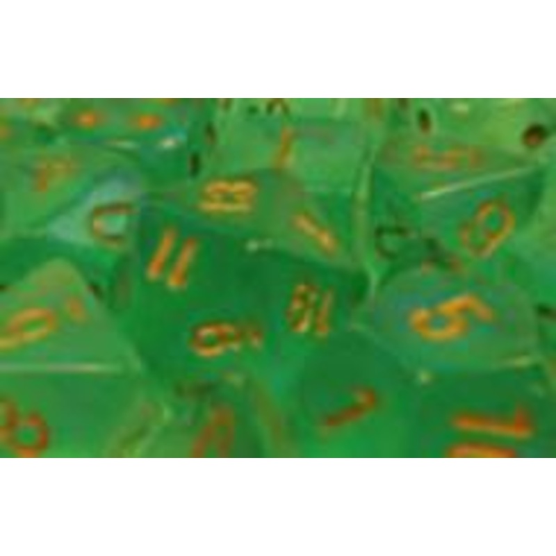Chessex Dice: Borealis 2: 16mm D6 Light Green/Gold (12)