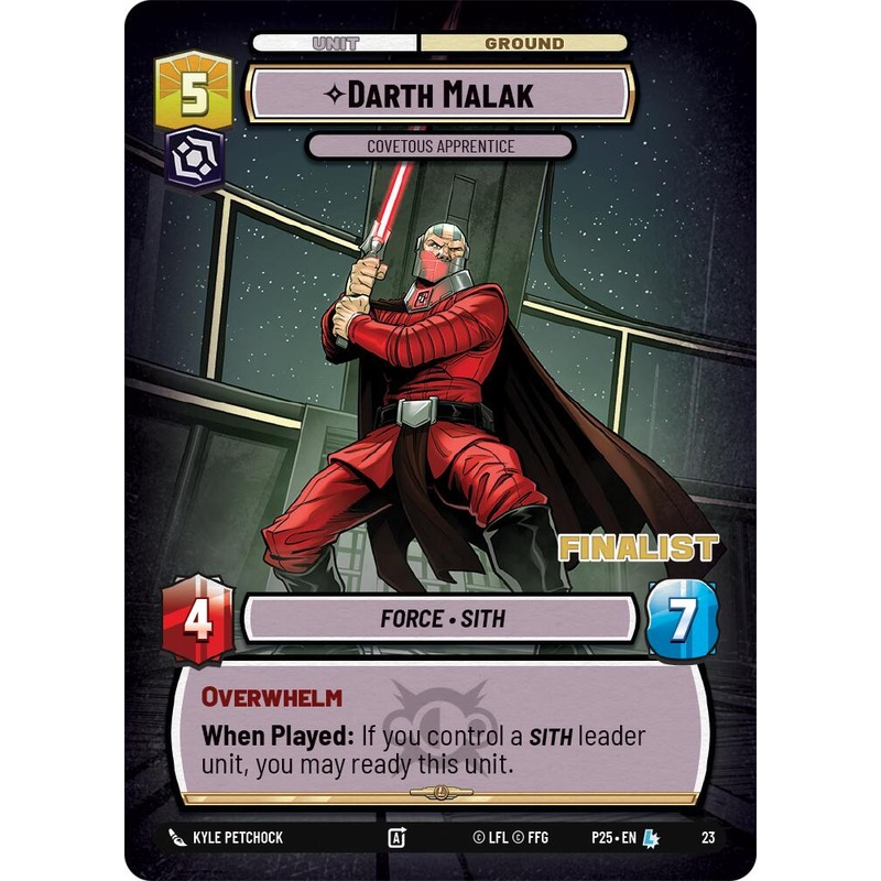 Darth Malak - Covetous Apprentice (Finalist) (23) (23) [Organized Play Promos]